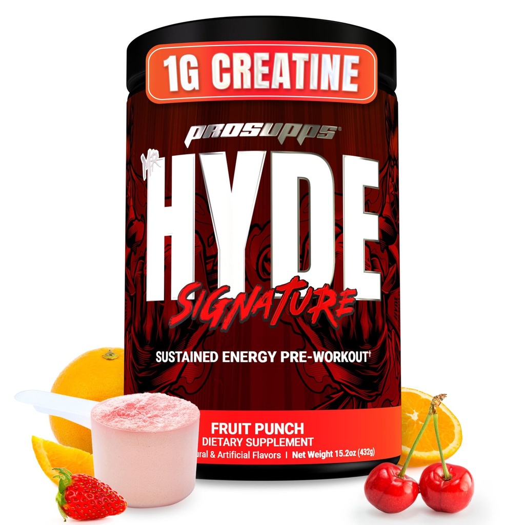 PROSUPPS M. Hyde Signature Poudre de pré-entraînement avec Créatine, Beta Alanine & Caféine - Performance, Énergie et Endurance - Suppléments de fitness et de gym pour hommes et femmes (Fruit Punch, 60 portions)