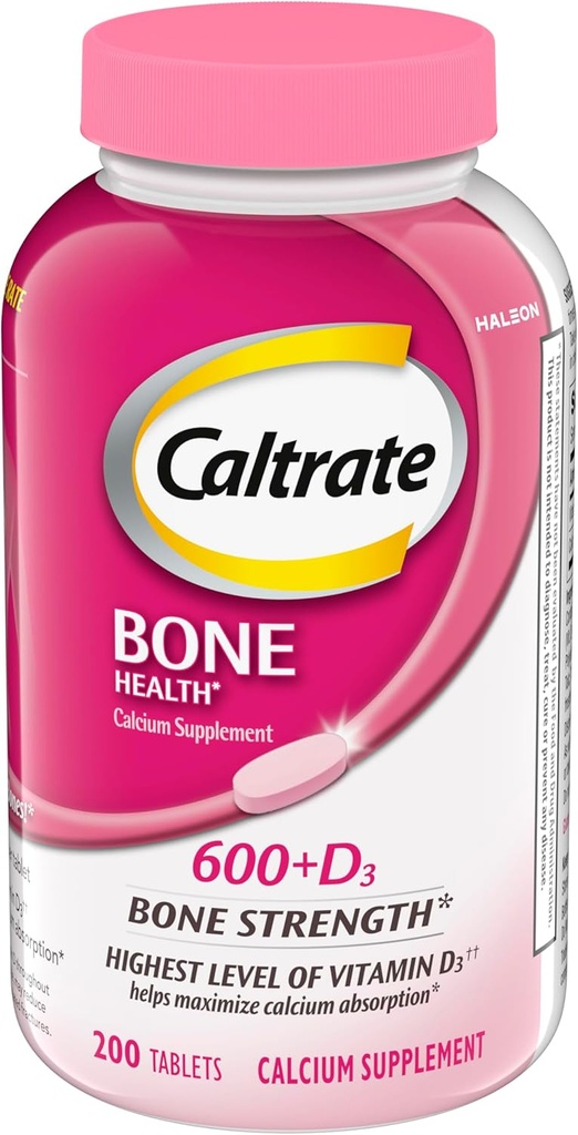 Caltrate 600 Plus D3 Comprimés de supplément de calcium et de vitamine D, suppléments de santé os pour adultes - 200 Nombre