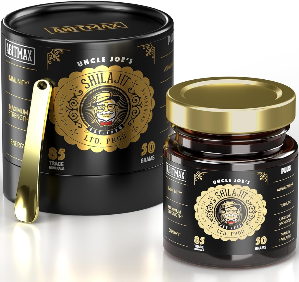 50G Résine de Shilajit pure biologique himalayenne, 800mg de haute puissance, Golden Grade A, 85+ Trace Minerals & Fulvic Acid, Natural Energy & Immune Booster