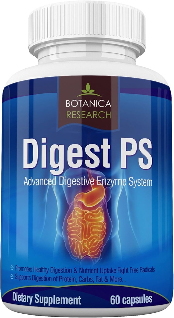 Digest PS: Supplément avancé de soutien à plusieurs enzymes digestives - Nettoyage quotidien du système de digestion essentielle: Bromelain, Lipase, Amylase, Lactase, Protase, Pectinase, Peptidase Capsule Végétarienne