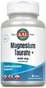 KAL Magnésium Taurate 400mg Plus Coenzyme Vitamine B6, supplément de magnésium chélaté, fonction musculaire saine, Nerve et soutien de santé cardiaque, sans gluten, végétalien, garantie de 60 jours, 45 portions, 90 comprimés