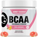 Blaireau au miel BCAA + EAA Amino Acides Poudre, BCAA + L-Glutamine, Keto, Vegan, Sans sucre pour les hommes et les femmes, Hydratation et post entraînement Muscle Recovery Drink Mix, Cimonade rose, 30 portions