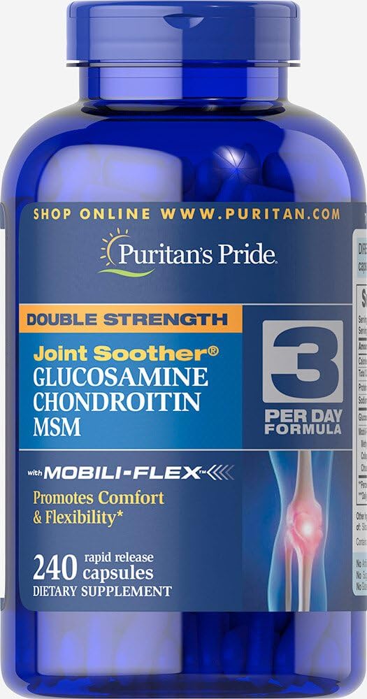 Puritan's Pride Glucosamine Chondroitin MSM Capsules, 3 par jour Formule