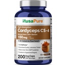 NusaPure Cordyceps 20:1 Extrait, 150 mg Équivalent à 3000mg 200 Capsules de Véggie (Sinensis CS-4, Non-OGM, Vegan) Biopérine