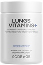 Codeage Lungs Vitamines, A, C, D, E, B6, Lait Thistle Lung Supplément, Zinc & Magnésium, Cordyceps, Reishi, Chaga, Poria, Tylophora, Ginger, Peppermint Leaf Bio Herb Cleanse - Non-OGM - 90 Capsules