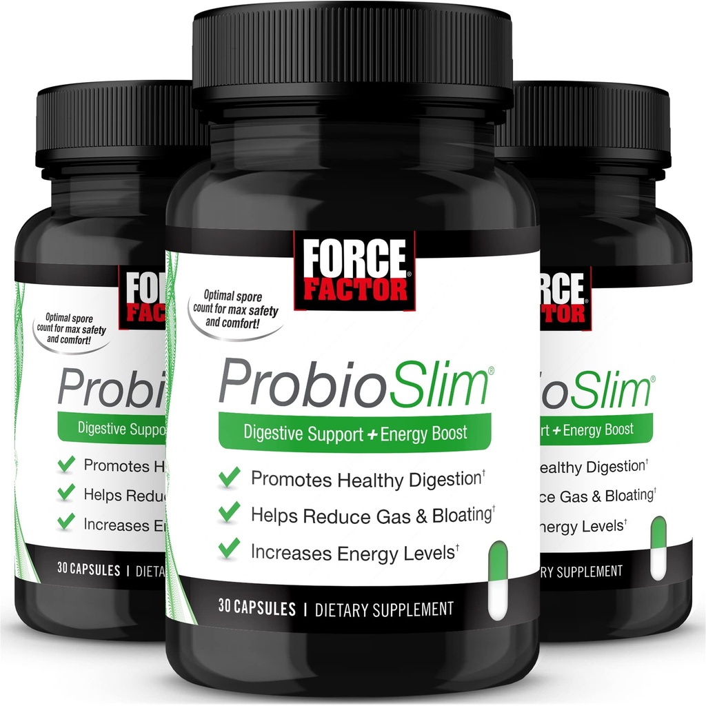 Facteur de force ProbioSlim, Supplément probiotique pour les femmes et les hommes avec des probiotiques et extrait de thé vert, réduire le gaz, le gonflement, la constipation, le soutien de la santé digestive et de la santé gustative, 30 comtes (paquet de 3)
