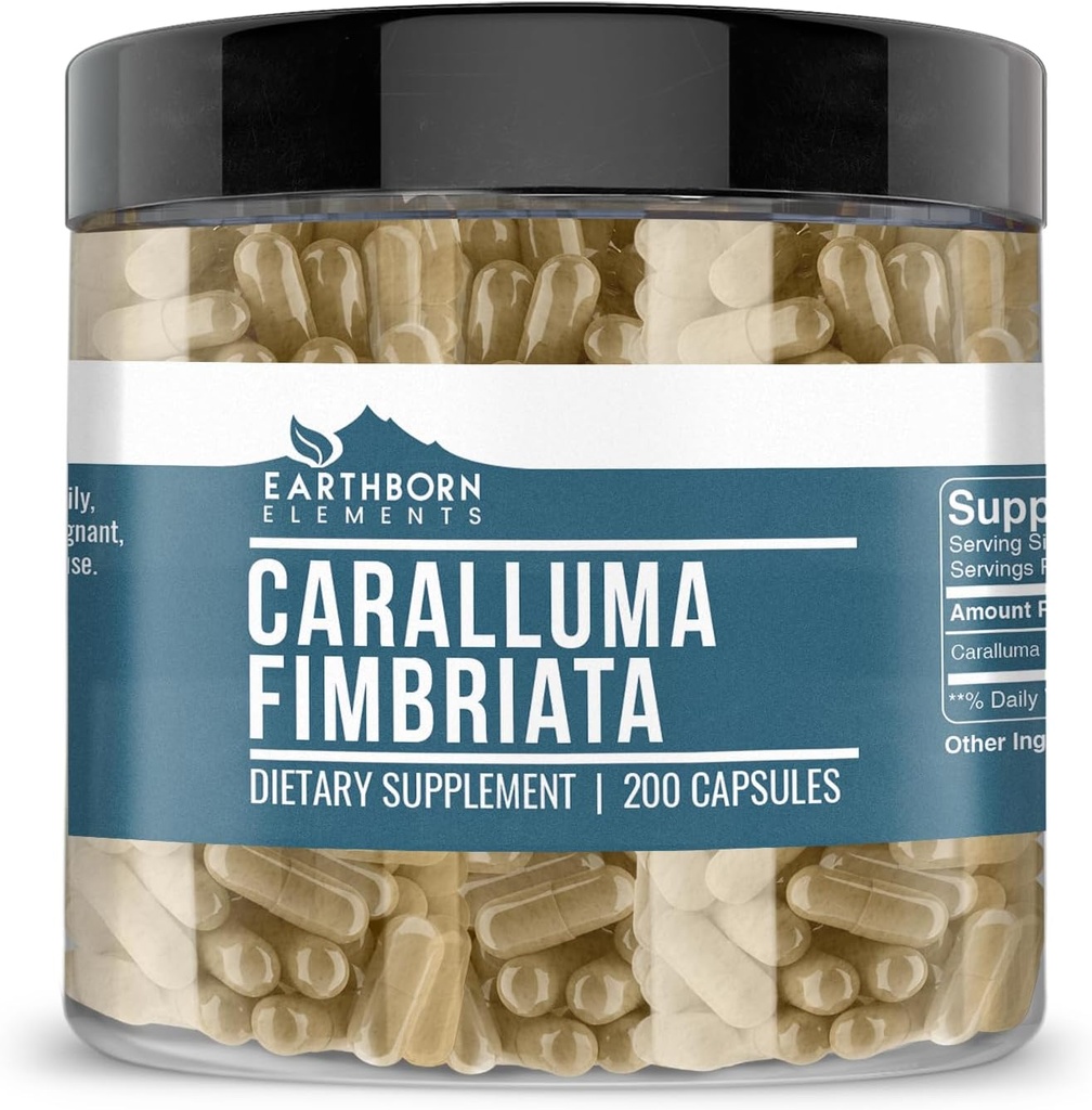 Éléments terriens Caralluma Fimbriata 200 Capsules, pures et non diluées, sans additifs