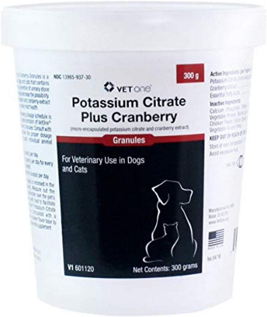 Vet One 601120 Citrate de potassium Plus Granules de canneberges 300 G