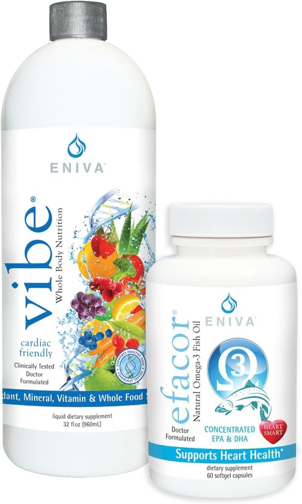 Eniva Vibe Fruit & Veggie Plein spectre quotidien liquide multi vitamines minéraux et Oméga 3s Combo Pack
