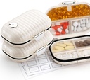 [2 Pack] Zannaki Pill Case Portable Small Weekly Travel Pill Organizer, Cute Moisture Proof Pill Porte-boîte pour la Purse, Mini Pocket de Pharmacie Conteneur de Pharmacie de Vitamine, Huile de Poisson, Supplément