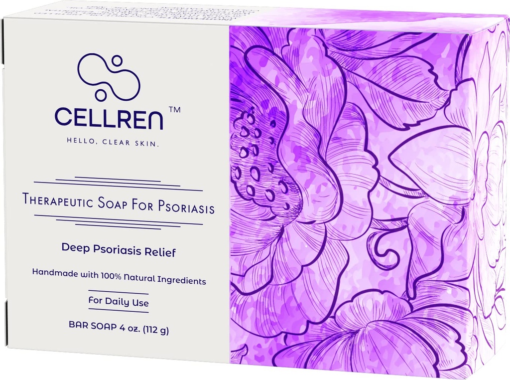 CellRen Psoriasis Soap Bar. Relief naturel pour le psoriasis. Formule extra-skin-Calming. 4oz