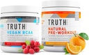 Truth Nutrition Natural Athlete Workout Stack - Natural Preworkout (Orange Tangerine) + Vegan BCAA (Red Raspberry)