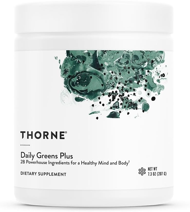THORNE - Poudre de vert complet avec Matcha, Spiruline, Moringa et Adaptogène, Mélanges de champignons et d'antioxydants - Rafraîchissement, saveur de menthe 7,2 Oz - 30 portions
