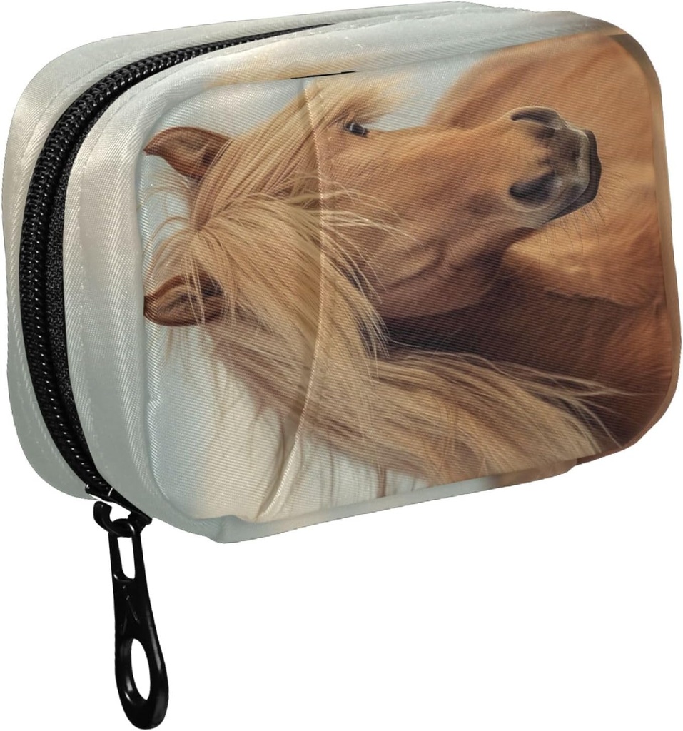 Fustylead Beau Cheval Brown avec Long Mane Pill Organisateur Case avec Zipper 2 fois une journée pour la vitamine et le supplément, 7 jours de voyage Organisateur Case de médecine
