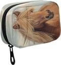 Fustylead Beau Cheval Brown avec Long Mane Pill Organisateur Case avec Zipper 2 fois une journée pour la vitamine et le supplément, 7 jours de voyage Organisateur Case de médecine