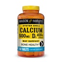 MASON NATURAL Calcium 500 mg (Oyster Shell) avec vitamine D3 pour soutenir la fonction osseuse et musculaire normale, 250 comprimés