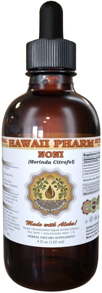 HawaiiPharm Noni (Morinda citrifolia) Extrait liquide, Teinture, Supplément à base de plantes, Fabriqué aux États-Unis, 2 fl.oz