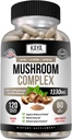 Kaya Naturals Complexe Champignon Premium Potentiel - Supplément Champignon - Capsules Complexe Champignon 1995mg Par Service - Aides La clarté mentale soutient le système immunitaire, le mieux-être et la vitalité - 120 Compte