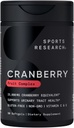 Recherche sportive Supplément complexe de fruits de canneberge - Softgels pour le soutien de la santé de piège urinaire - Égal à 25 000 mg de canneberges, fabriqués avec du pacran et des vitamines C & E - Non-OGM et sans gluten - 90 Compte