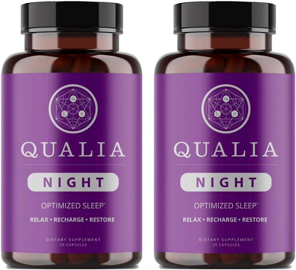 Qualia Night Sleep Aid | Non-Habit Forming | Science-Backed Supplement for Deep Refreshing Sleep | Melatonin-Free, Vegan, Non-GMO, Gluten-Free