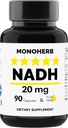 MONOHERB NADH 20 mg - 90 gélules végétariennes - Supplément dinucléotidique réduit en nicotinamide Adenine