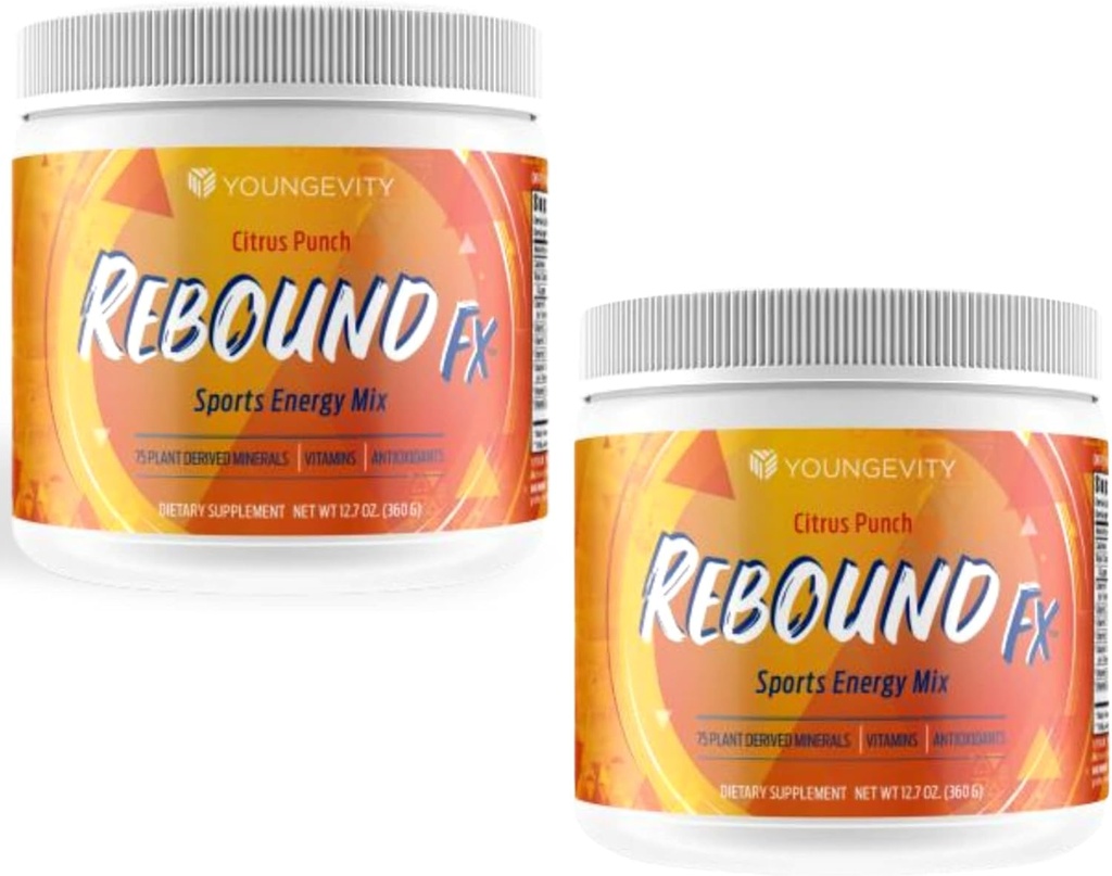 Youngevity Rebound Fx Citrus Powder, 360g – Supplément pour l'énergie, enrichi en vitamines, minéraux et antioxydants – Système immunitaire Booster Poudre - Energy Vitamines Drink Mix pour les femmes et les hommes (2 Pack)