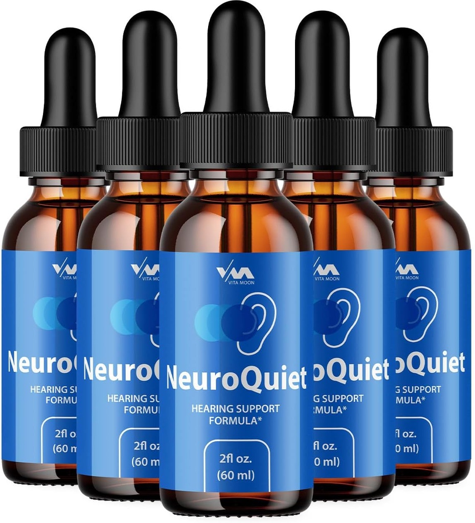 (5 packs) gouttes NeuroQuiet - Neuro Quiet Formule avancée de soutien auditif, santé cognitive et bien-être général, 5 mois d'approvisionnement