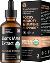 Extrait de complément de la Mane des Lions organiques - Supplément de soutien du cerveau nootropique liquide - La Mane des Lions pour une meilleure concentration mentale et clarté - Lion's Mane Liquide - Supplément de champignons nootropiques - Vegan, 2 fl oz