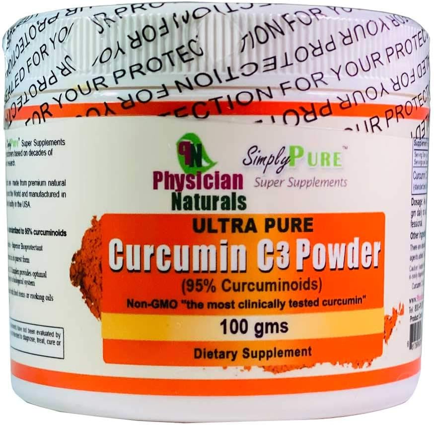 Ultra Pure Curcumin C3 Complexe Poudre 100% pur Curcumin Extrait curcuma 100 GMS 11X Absorption Soutien et santé immunitaire