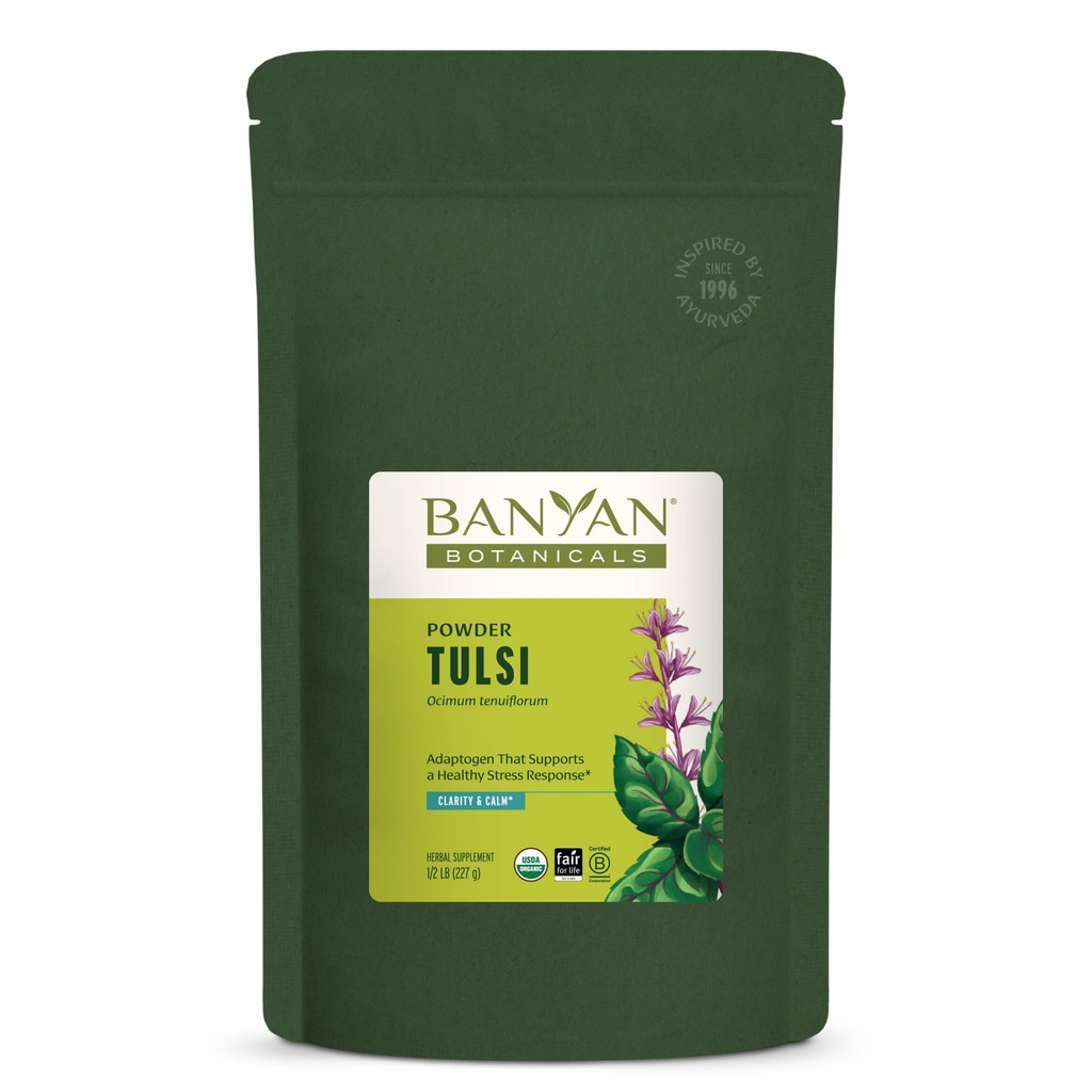 Banyan Botanicals Poudre de Tulsi – Tulsi organique – Saint Basilic (Ocimum Sactum) – Adaptogène ayurvédique pour la fonction pulmonaire saine et le bien-être pacifique et * – 1⁄2 lb – Vegan non-OGM source durable