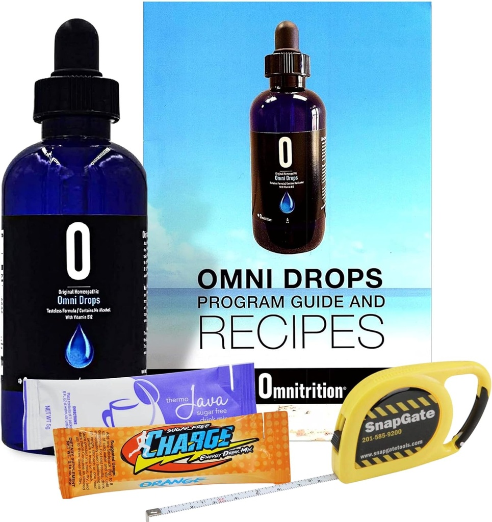 Programme Omni Drop , Omnitrition authentique - Ensemble de base comprend*** 4 oz Bouteilles Omni Drops avec Guide du programme Vitamine B12, échantillons et un Snapgate 10 Ft.