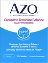 AZO Complete Feminine Balance Daily Probiotics for Women, cliniquement prouvé pour aider à protéger la santé vaginale, aide à équilibrer le pH et la levure, non-OGM, 30 Compte