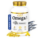 SIGNIFY NATURE Omega 3 Supplément huile de poisson avec vitamine D3 5000 UI - 1000mg Triglycérides Capsules pour la santé du cerveau - Omega3 EPA DHA + VIT D 3-90CT