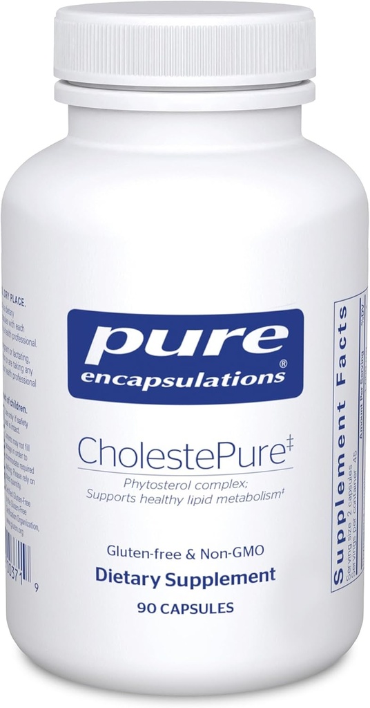 Encapsulations pures CholestePure. Supplément pour soutenir la santé cardio-vasculaire, la fonction enzymatique et le métabolisme lipidique.