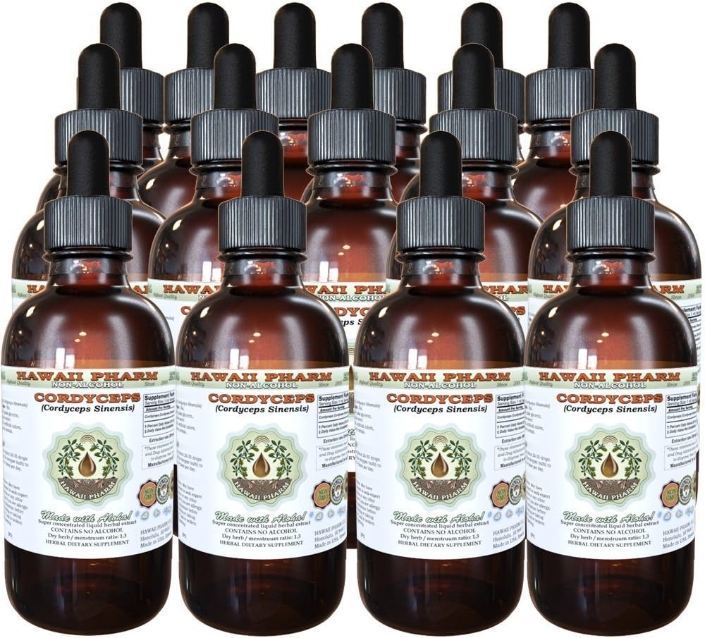 Cordyceps Extrait liquide sans alcool, Cordyceps (Cordyceps Sinensis) Champignon Glycérite Hawaii Pharm supplément naturel à base de plantes 15x4 oz