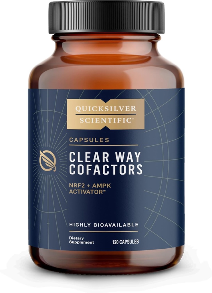 Quicksilver Scientific Clear Way Cofactors - Assainissement de la détox corporelle avec la vitamine B1, Extrait de dandelion, Quercetin & Enzyme de la nattokinase - Assainissement antioxydant pour soutenir la santé des guts (120 capsules)