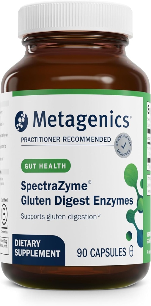 Métagène SpectraZyme Gluten Digest Enzymes - Enzyme digestive - Aide Digest Grains de blé, d'orge et de seigle* - Supplément Santé Gut* - Non-OGM, sans gluten et végétarien