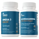 Dr Tobias Omega 3 Huile de poisson et Capsules d'Ashwagandha, Soutien général et équilibré énergie et résilience, non OGM