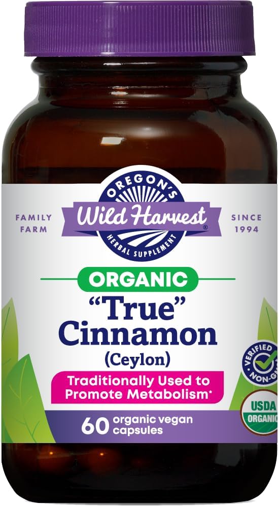 La récolte sauvage de l'Oregon Bio True Cinnamon Ceylan 60 Counter Vegan Capsules