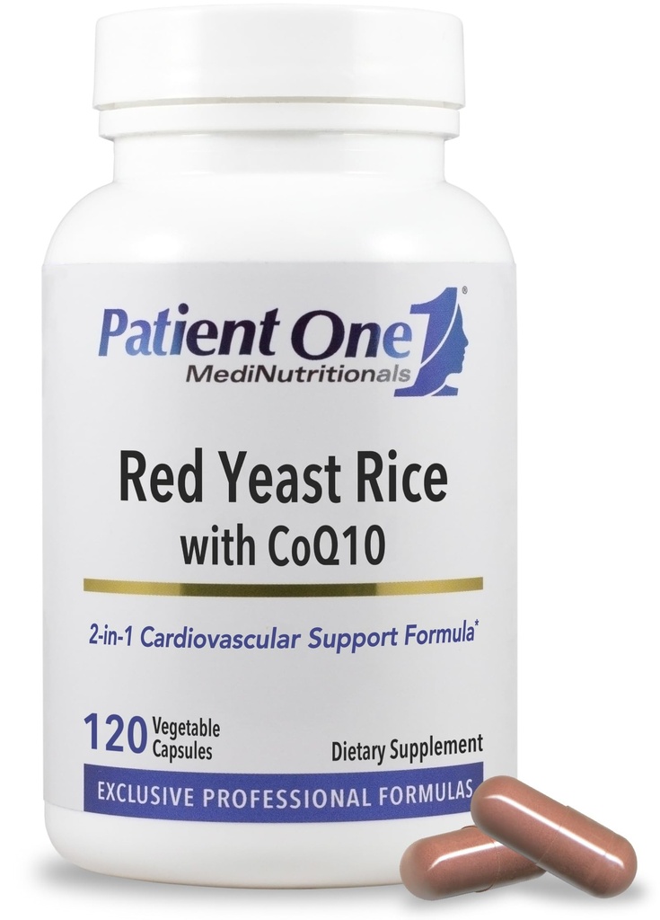 Patiente 1 Riz de levure rouge avec CoQ10.com Supplément pour soutenir la santé cardiaque et le métabolisme lipidique sain.