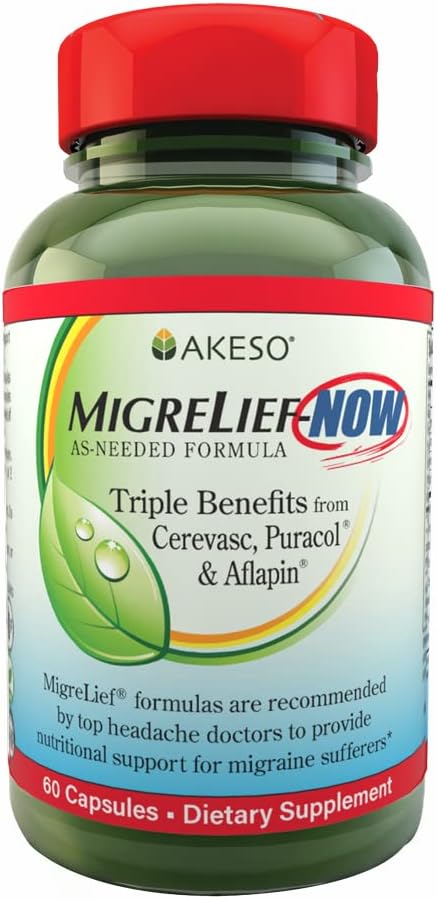 MigreLief-Now formule à action rapide, soutien nutritionnel comme nécessaire pour la migraine et les maux de tête - 60 capsules végétariennes