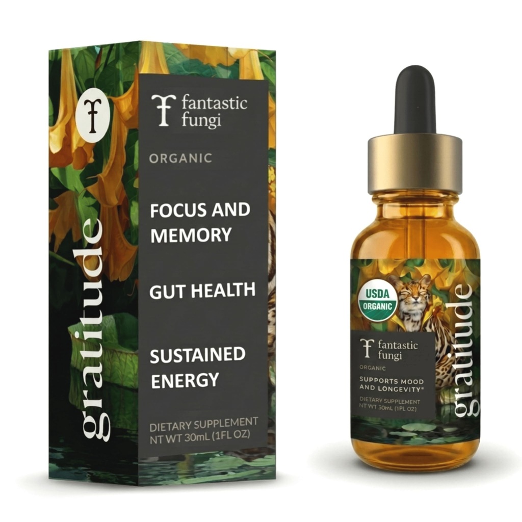 Fantastic Fungi Mushroom Extract - 8-en-1 Complément de champignons organiques complexes avec Cordyceps, Reishi, Lion, Mane, Chaga, Turquie Tail, Shiitake, Maitake & Tremella - Teinture liquide adaptogène, 1 fl oz