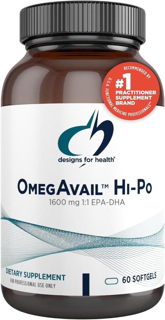 Conceptions pour la santé OmegAvail Hi-Po - TG (Triglycéride) Oméga-3 Supplément huile de poisson, 1600mg EPA/DHA par portion de citron + vitamine E pour minimiser le goût de poisson (60 softgels)