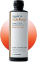 ALGAECAL Triple Power 1200mg EPA & DHA Omega 3 supplément huile de poisson, soutien cerveau, coeur, peau et os, goût de mangue d'émulsion liquide, Burp-moins, sans sucre, fabriqué aux États-Unis