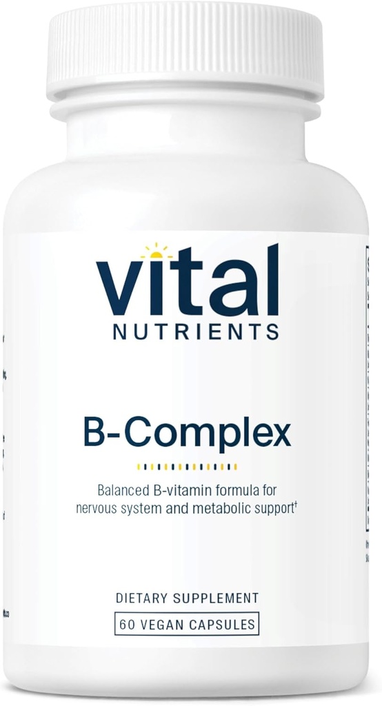 Éléments nutritifs vitaux Vitamine B-Complexe de végane Vitamines complexes méthylées B de haute puissance Vitamines B de soutien à la production d'énergie, au métabolisme et à la santé cardiaque*