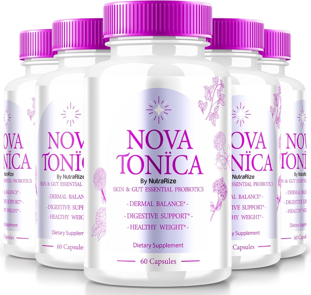 (5 Pack) NovaTonica Capsules, Nova Tonica pour soutenir naturellement une peau saine et glorieuse, supplément supplémentaire pour soutenir l'hydratation, pilules vitaminiques améliorant la peau, avis toniques Nova (300 Capsules)