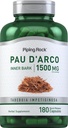 Pipping Rock PAU D'Arco Capsules $ 1500 mg $ 180 Pills $ Supplément d'extrait d'herbe sans OGM, sans gluten
