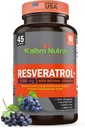 Kaibro Nutra Resveratrol Supplément, 1500mg Extra Strength Trans Resveratrol, Quercetin avec des extraits japonais, anti-âge, radiant peau et protection immunitaire, végétalien et non-OGM, 90 capsules
