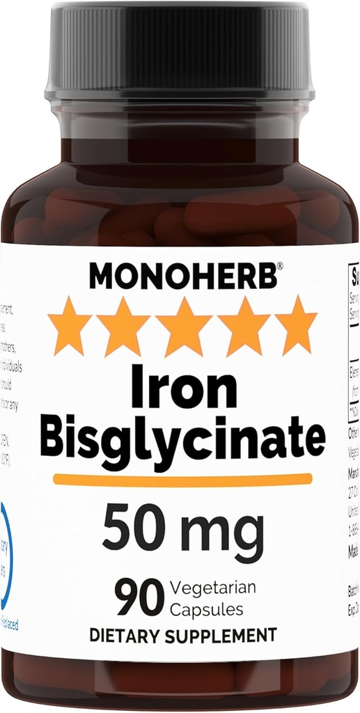 Bisglycinate de fer 50 mg - 90 gélules - 50 mg de fer élémentaire par gélule