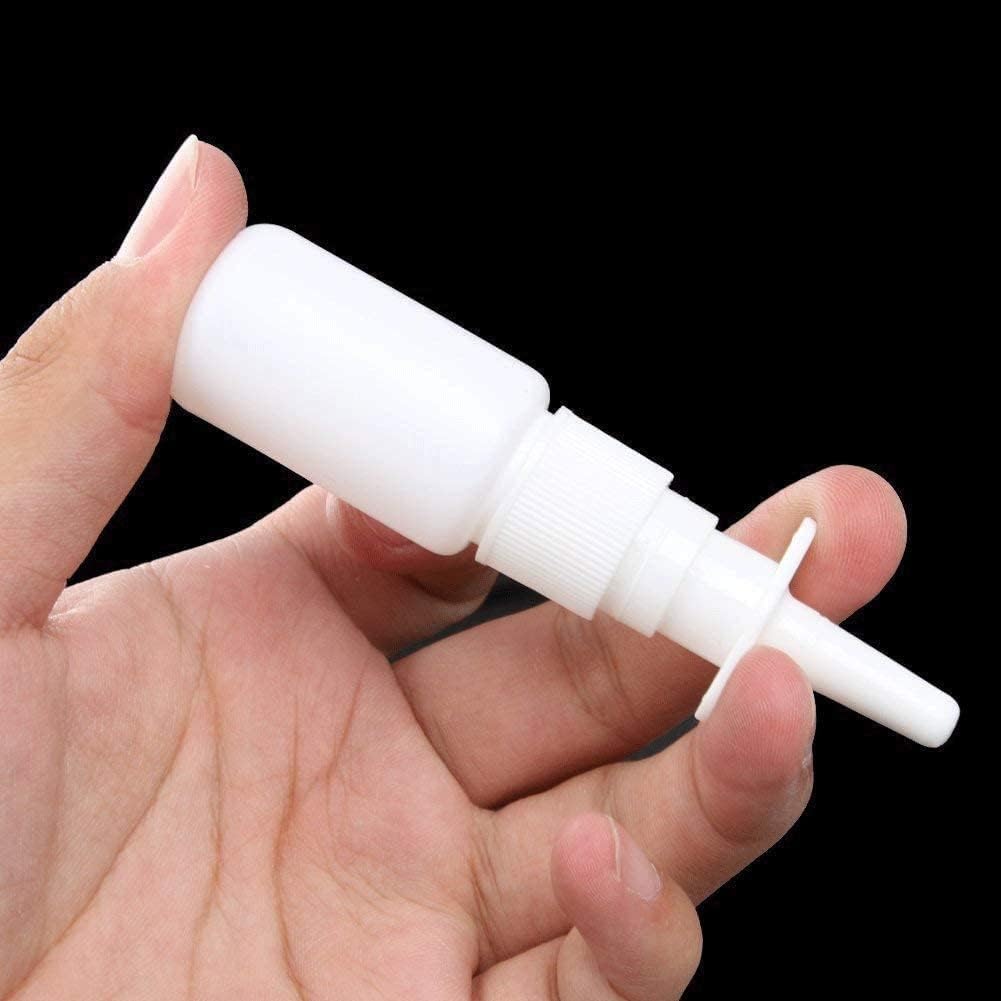 2pcs Empty Refillable White Plastic Medical Nasal Spray Bottles Pump Sprayer Container Vial Pot for Saline Water Wash Applications Deft Design Sinus Medicine